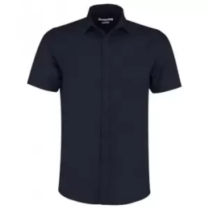 Image of Kustom Kit Mens Short Sleeve Tailored Poplin Shirt (14.5) (Dark Navy)