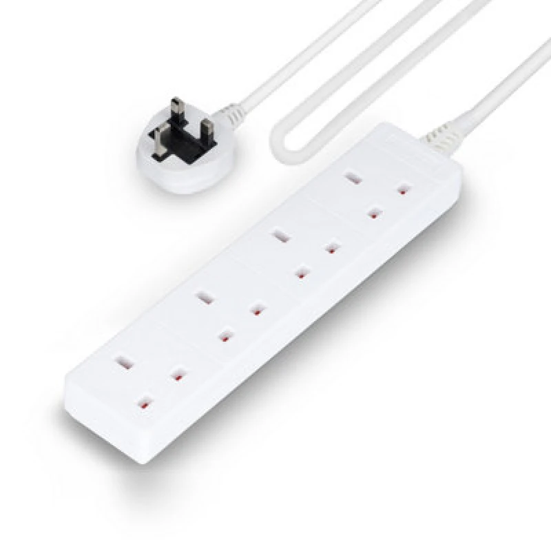 Image of Geepas 4 Gang Extension Lead, 2M Cable 4-Way Plug Extension Cable