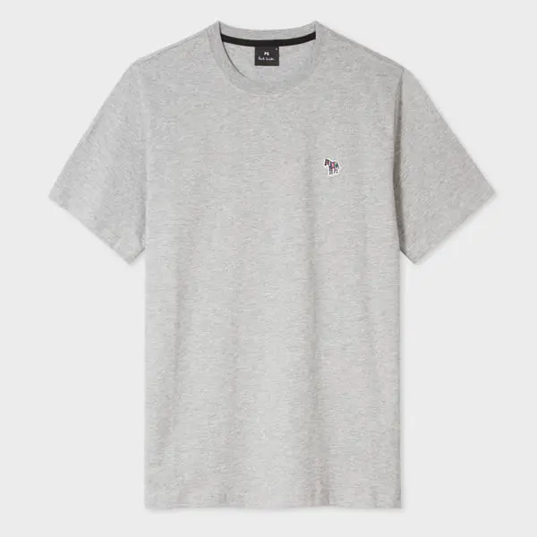 Image of Paul Smith Grey Marl Cotton Zebra Logo T-Shirt