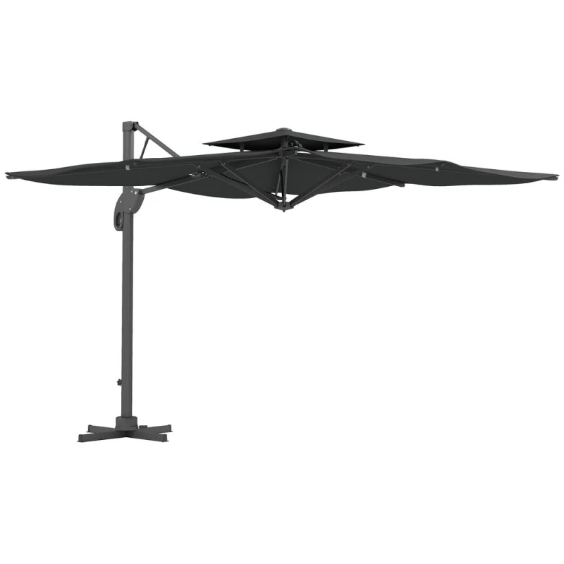 Image of Outsunny 3m Cantilever Parasol w/ Hydraulic Mechanism - Grey 84D-322V00CG