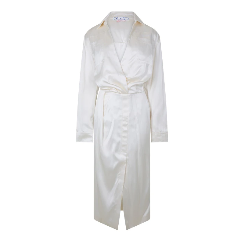 Image of Off White Womens Chine Satin Twist Long Sleeve Dress Shirt White female 4 (36)
