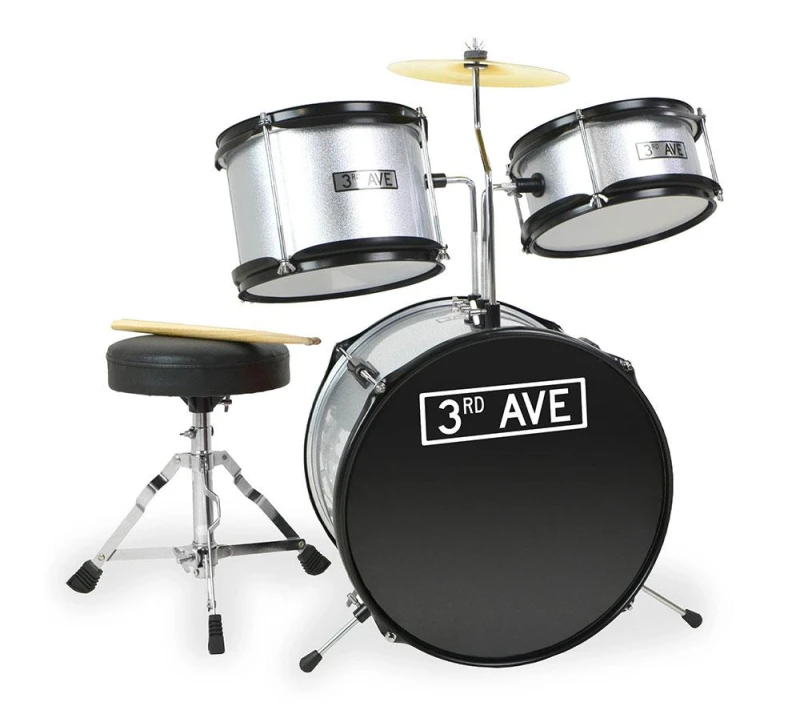 Image of 3RD AVENUE Junior 3 Piece Drum Kit - Silver/Grey 5060742472416