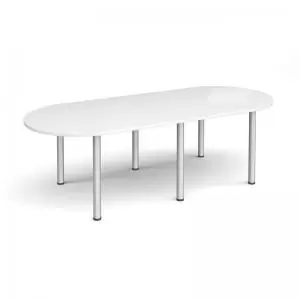 Image of Radial end meeting table 2400mm x 1000mm with 6 silver radial legs -