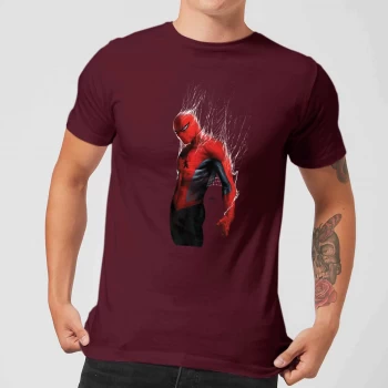 Image of Marvel Spider-man Web Wrap Mens T-Shirt - Burgundy - XS - Burgundy