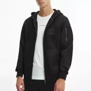 Image of Calvin Klein Jeans Mens Box Mixed Media Zip Hoodie - CK Black - M
