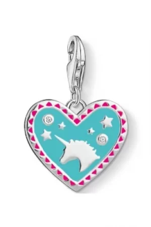 Image of Ladies Thomas Sabo Sterling Silver Charm Club Heart With Unicorn Charm 1470-041-17