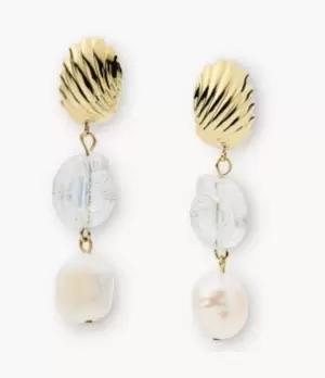 Image of Fossil Women Georgia By The Shore White Pearl Shell Drop Earrings