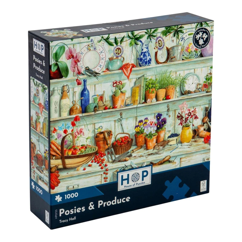 Image of The House Of Puzzles Posies & Produce 1000 Piece Jigsaw Puzzle Size: 1000 Pieces Multicolor Unisex 1000 Pieces