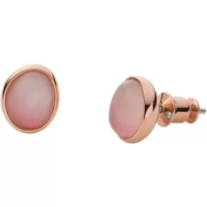 Image of Agnethe Rose-Tone Stainless Steel Mother of Pearl Stud Earrings