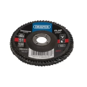 Image of Draper Zirconium Oxide Flap Disc, 100 x 16mm, 60 Grit
