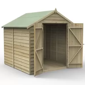 Image of 7a x 7a Forest 4Life 25yr Guarantee Overlap Pressure Treated Windowless Double Door Apex Wooden Shed (2.32m x 2.12m)