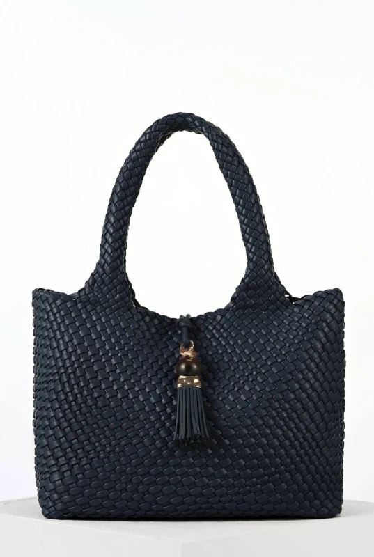 Image of Luella Grey Womens 'Saskia' Large Woven Tote in Navy Navy Female