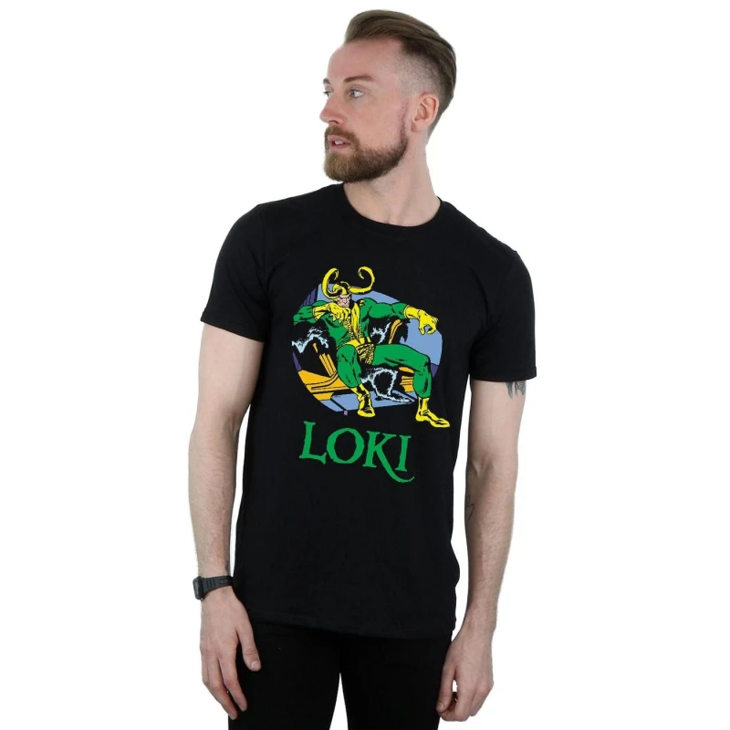 Image of Marvel Marvel Men Loki Throne T-Shirt in Black Size: Small Black S Male 5059308978554