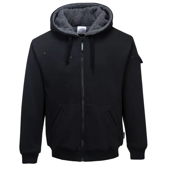 Image of Portwest Pewter Mens Sherpa Lined Hoodie Jacket KS32BKRM Colour: Black