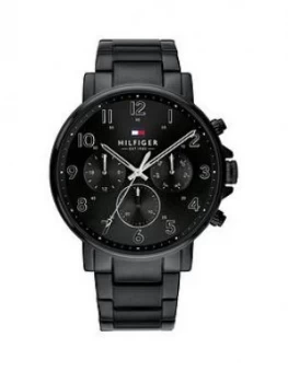 Image of Tommy Hilfiger Black Chronograph Dial Black IP Stainless Steel Bracelet Mens Watch, One Colour, Men