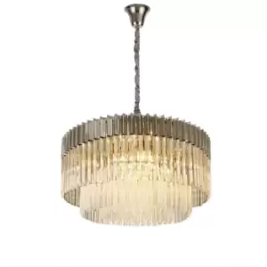 Image of Luminosa Pendant Round 12 Light E14, Polished Nickel, Clear Glass, Item Weight: 25.4kg