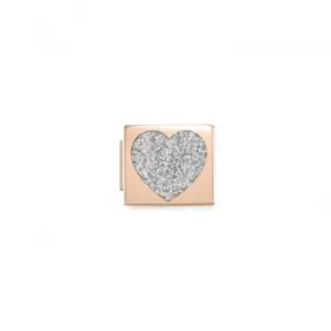 Image of Classic Glam Enamel Heart Silver Glitter Link Charm 230203/01
