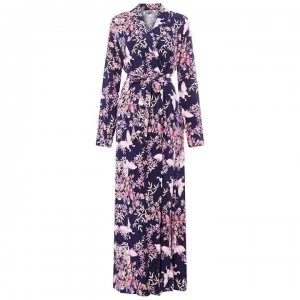 Image of Biba Chinoiserie Maxi Robe - Navy