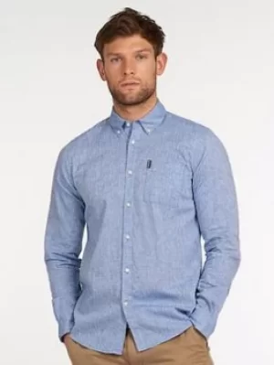 Image of Barbour Linen Mix Shirt, Blue, Size S, Men