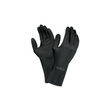 Image of Ansell 87-950 Extra Black Natural Rubber Latex Gloves - Size 9.5-10"