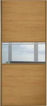 Image of Wickes Sliding Wardrobe Door Fineline Oak Panel and Mirror - 2220 x 762mm