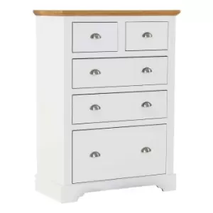Image of Seconique Toledo 3+2 Drawer Chest - White/Oak Effect