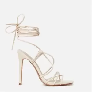 Image of Missguided Knot Tie Lace Up Stiletto Heels - Nude