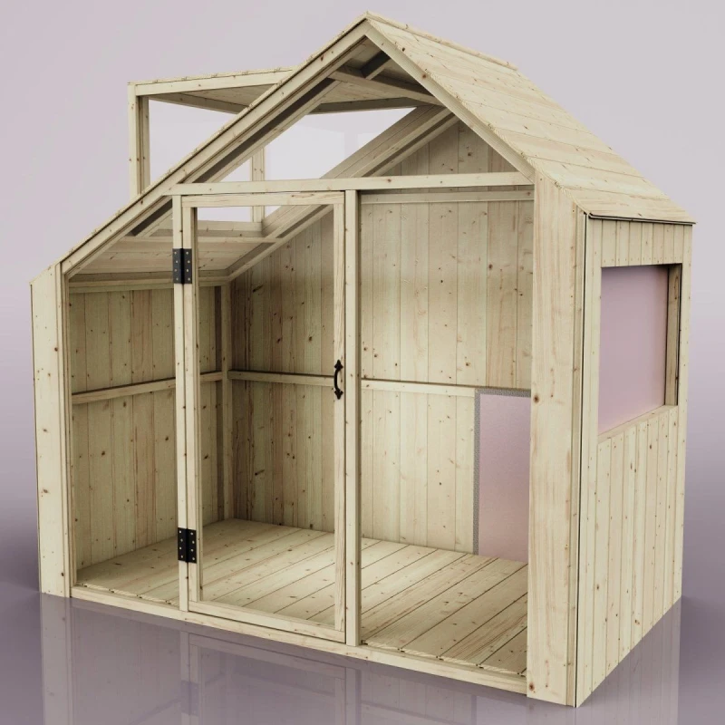 Image of OutdoorToys PolarPlay Kids Scandinavian Style Wooden Playhouse - Asta Rose in Beige Beige Unisex