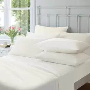 Image of Catherine Lansfield Plain Dyed 100% Brushed Cotton Flannelette Fitted Sheet, Cream, Single