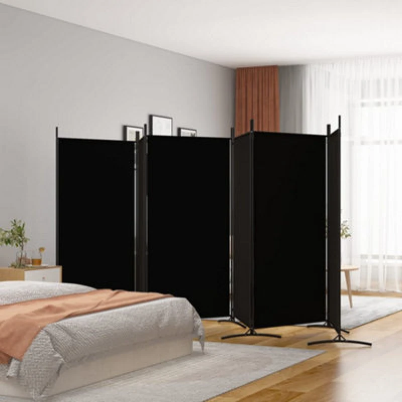 Image of Vidaxl 6-Panel Room Divider Black 520X180 Cm Fabric Room Dividers