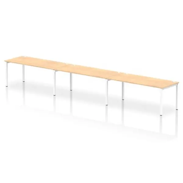 Image of Impulse Impulse Bench Single Row 3 Person 1800 White Frame Office Bench Desk Maple IMBS318MPEW