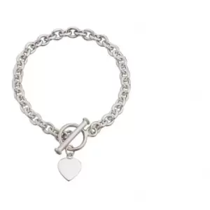 Image of Beginnings Sterling Silver B122 Heart Charm Toggle 18.5cm Bracelet