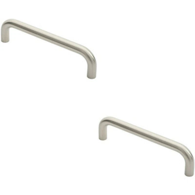 Image of Loops 2x Round D Bar Pull Handle 244 x 19mm 225mm Fixing Centres Satin Stainless Steel Metallics unisex