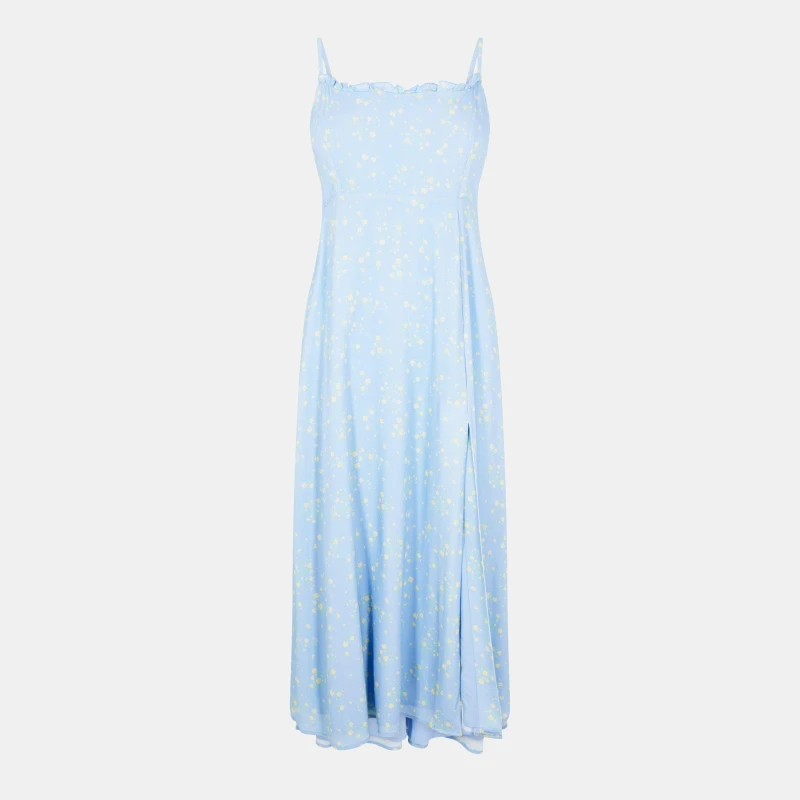 Image of Jack Wills Womens Midi Tea Dress Blue/Yellw Dits female 6 (2XS)