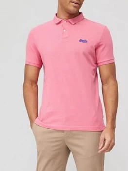 Image of Superdry Classic Pique Short Sleeve Polo Shirt - Pink Size M Men
