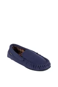 Image of Soft Felt Moccasin Slippers with Check Lining