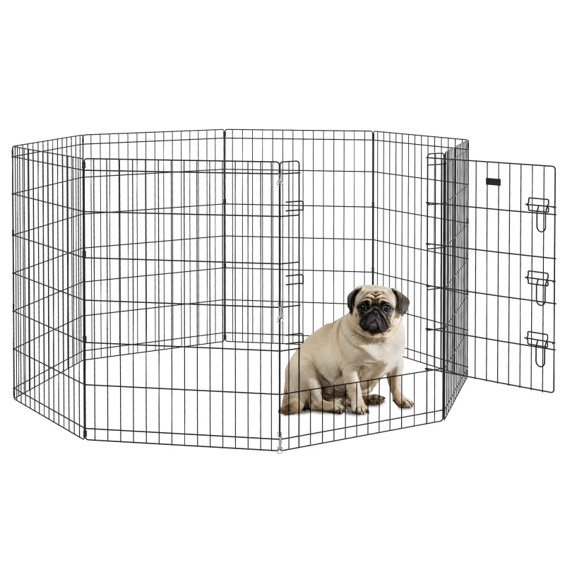 Image of PawHut 8 Panel DIY Dog Pen with Door, for Dogs, Small Animals, Indoor/Outdoor Use, 91cm High Aosom UK