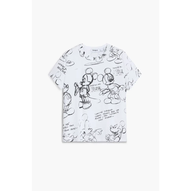 Image of Desigual Womens T-Shirt Desigual Mickey Sketch Blanc Female XS