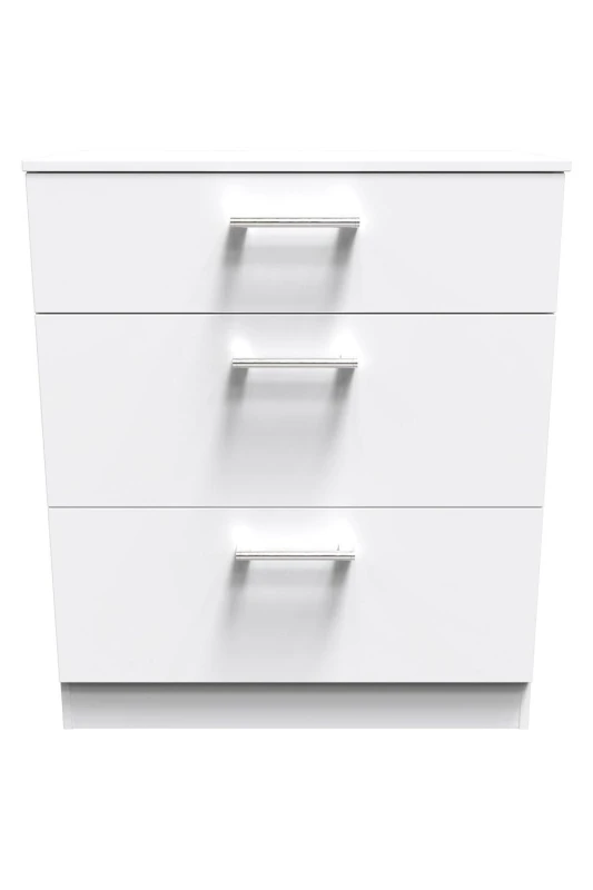 Image of Cornwall 3 Drawer Deep Chest Of Drawers In White Matt (Ready Assembled)