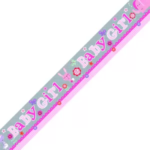 Image of Baby Girl Banner GreyPink Pack of 6 6837-BGB-3