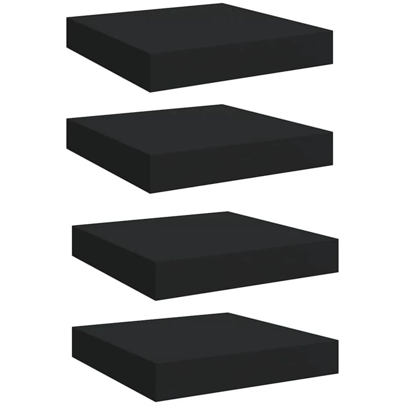 Image of VIDAXL Floating Wall Shelves 4 pcs Black 23x23.5x3.8cm MDF vidaXL 8720286074565