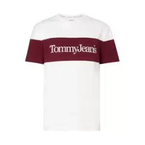 Image of Tommy Jeans Tjm Clsc Serif Linear Block Tee - White
