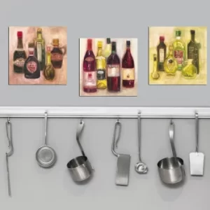 Image of 3BT025 Yellow Green Claret Red Black Pink Decorative MDF Painting (3 Pieces)