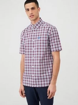 Image of Fred Perry Checked Shirt - Red, Port, Size L, Men
