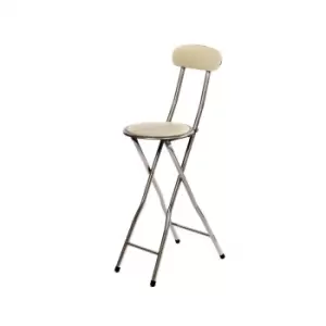 Image of White Padded Folding Breakfast Kitchen Bar Stool Seat