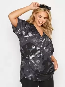 Image of Yours Grown On Sleeve Pleat Detail Top - Black, Size 18, Women