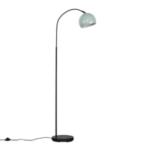 Image of Curva Dark Grey Floor Lamp with Pale Blue Arco Shade