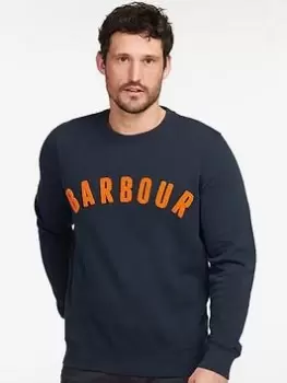 Image of Barbour Large Logo Crew Neck Sweat - Navy Size M Men
