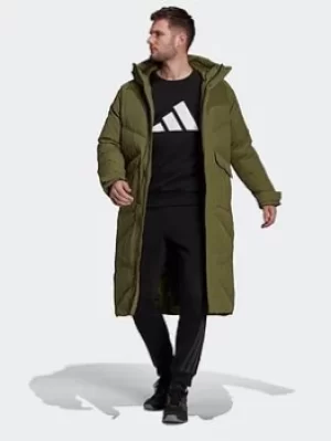 Image of adidas Big Baffle Down Coat, Blue, Size S, Men