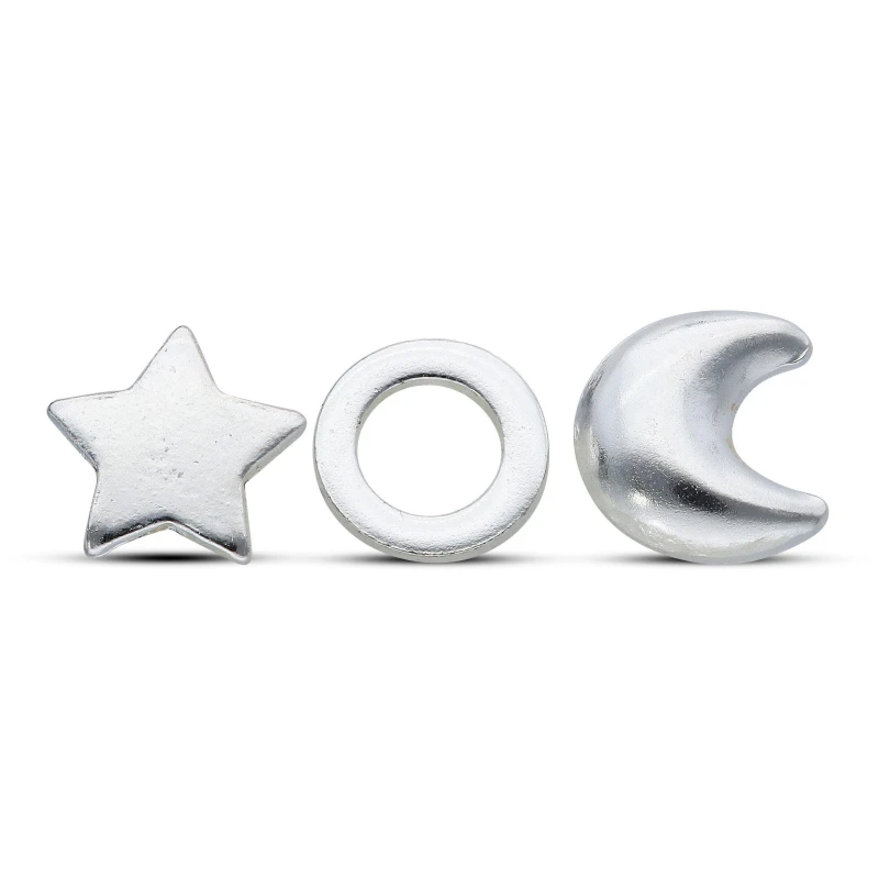 Image of Be You Sterling Silver Celestial 3 Piece Earring Set Stud Earrings One Size Silver 71412511000